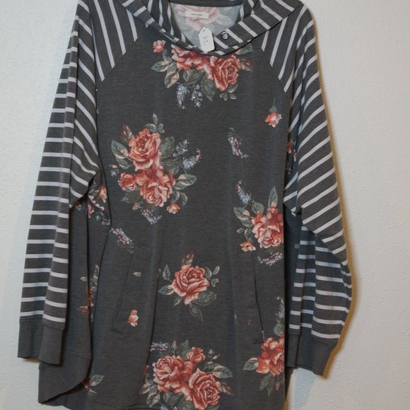 Maurices Tops - Maurices Floral/Stripe Hoodie